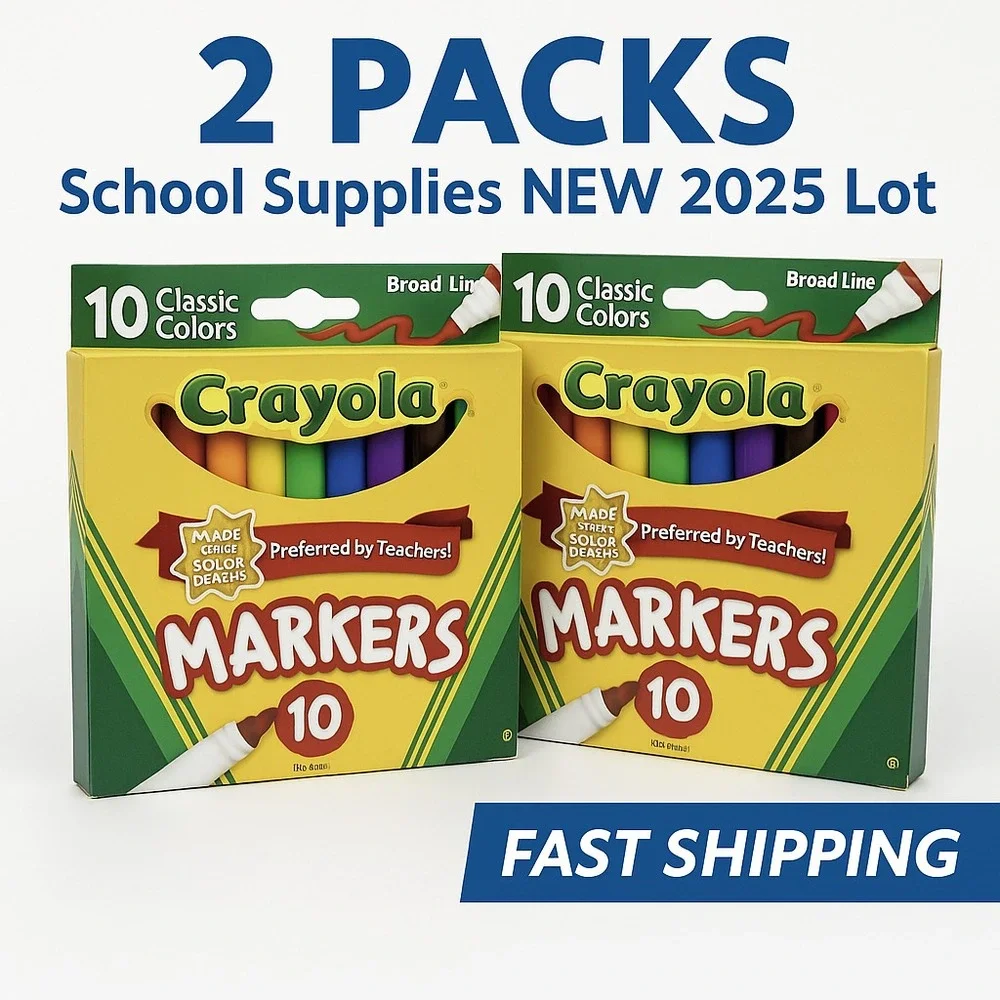 2 Packs Crayola Broad Line Markers — 10 ct‎ Classic Colors, New